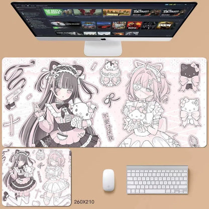 Ins Style Japanese Vintage Mouse Pad Angel Girl Mouse Pad Oversized Computer Mouse Pad Cute Pink Anime Office Desktop Mouse Pad