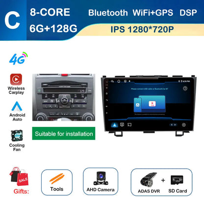 9 inch GPS Navigation for Honda CRV CR-V 3 2007 - 2011 Android System Car Radio Multimedia Player Touch Screen 4G BT Auto Tools