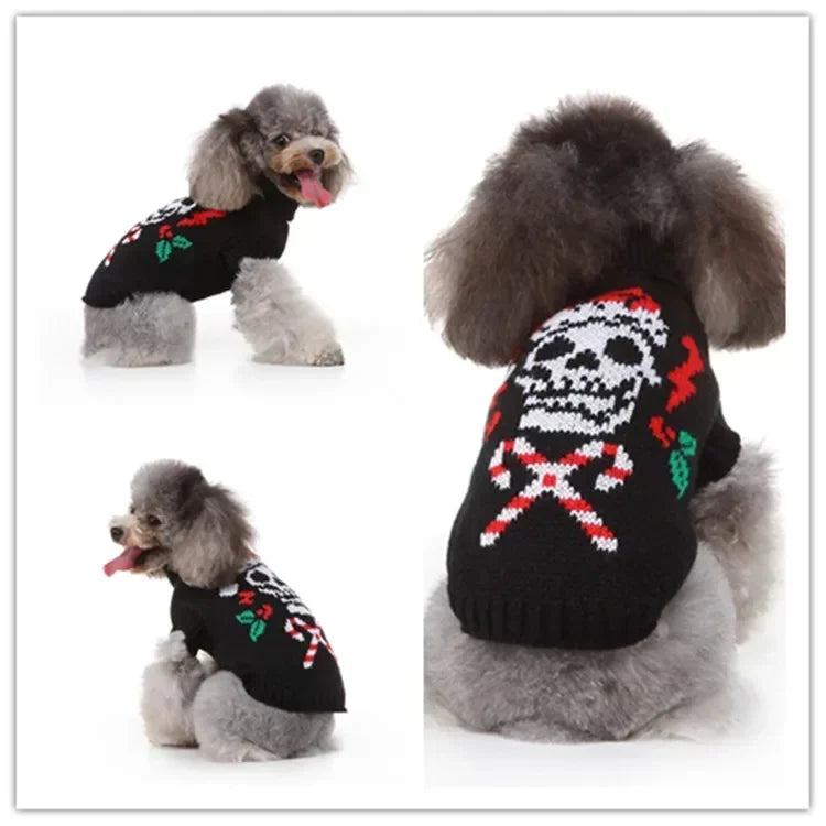 Dog Sweater, Pet Hoodie, Skull Coat, Pet Clothing, Elk Christmas Puppy Dog Clothes, Autumn Pet Clothes