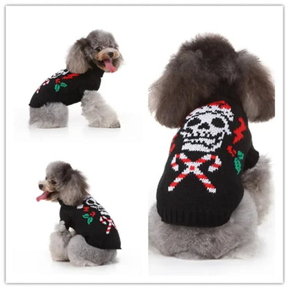 Dog Sweater, Pet Hoodie, Skull Coat, Pet Clothing, Elk Christmas Puppy Dog Clothes, Autumn Pet Clothes
