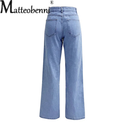 2024 New Solid Color Comfortable Casual Straight Jeans Women's Commuter Versatile Denim Pants Ladies High Waist Stretch Trousers