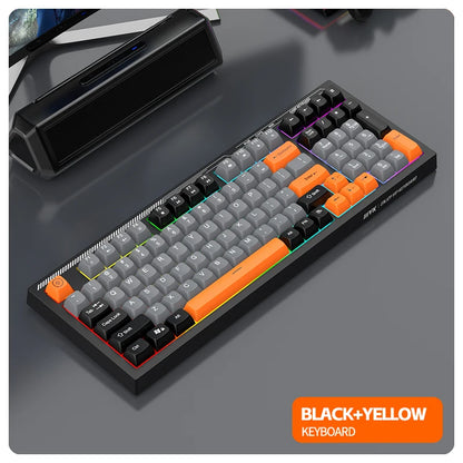 Gaming Keyboard and Mouse Combo Mechanical Feel, Computer and Laptop Backlit Gamer Kit, RGB Wired Keyboard and Mouse With Sticke