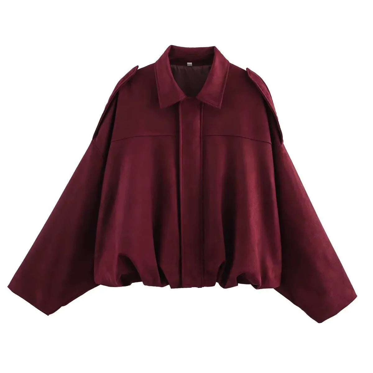 PRINTKAOIR Women's Bomber Jacket Lapel Long Sleeve Zipper Suede Jacket Women High Street Cropped Racing Jackets Coats Outerwears