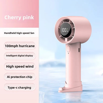 Portable Mini Handheld Fan with LED Display Semiconductor Refrigeration 100 Speeds USB Rechargeable Battery Outdoor Fan