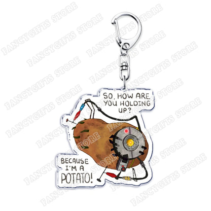 Popular Video Game Keychains for Accessories Bag Glados Aperture Laboratories Science Keyrings Jewelry Gamer Fans Gaming Gifts