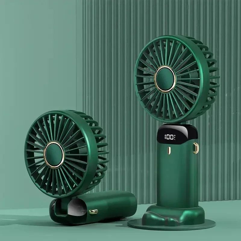 Portable Handheld Mini Fan Digital Battery Display Low Noise Strong Wind Rechargeable Foldable Cooling Fan For Travel Outdoor