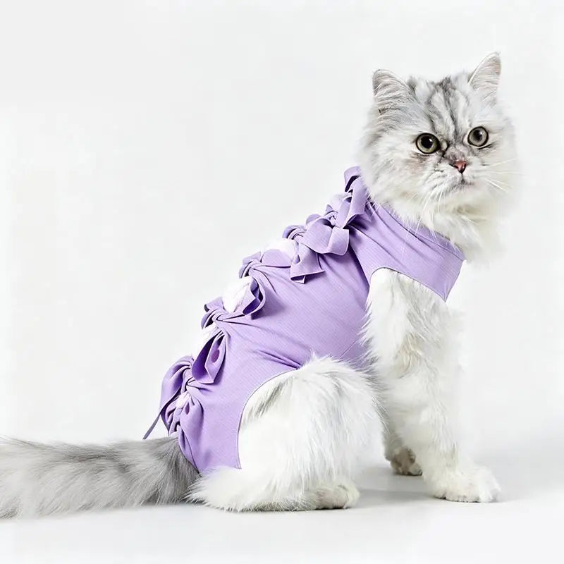 *Pet Neutering Suit Cat Postoperative Recovery Anti Licking Clothing Adjustable Cat Wound Protective Clothes Pet Supplies