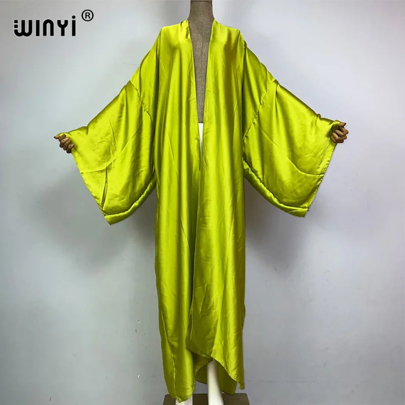 WINYI kimono boho monocolour kaftans beach wear Elegant купальник Holiday beach outfits for women cover ups comfortable dress