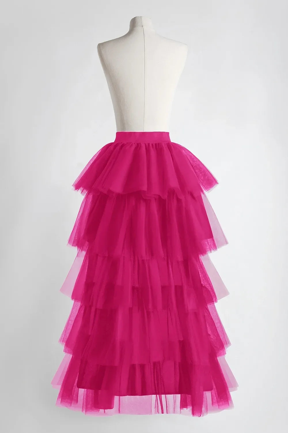 Women's High Low Tulle Multi-Skirt Iered Ruffles Asymmetrical Prom Party Skirts Punk Tulle Gown Under Petticoat