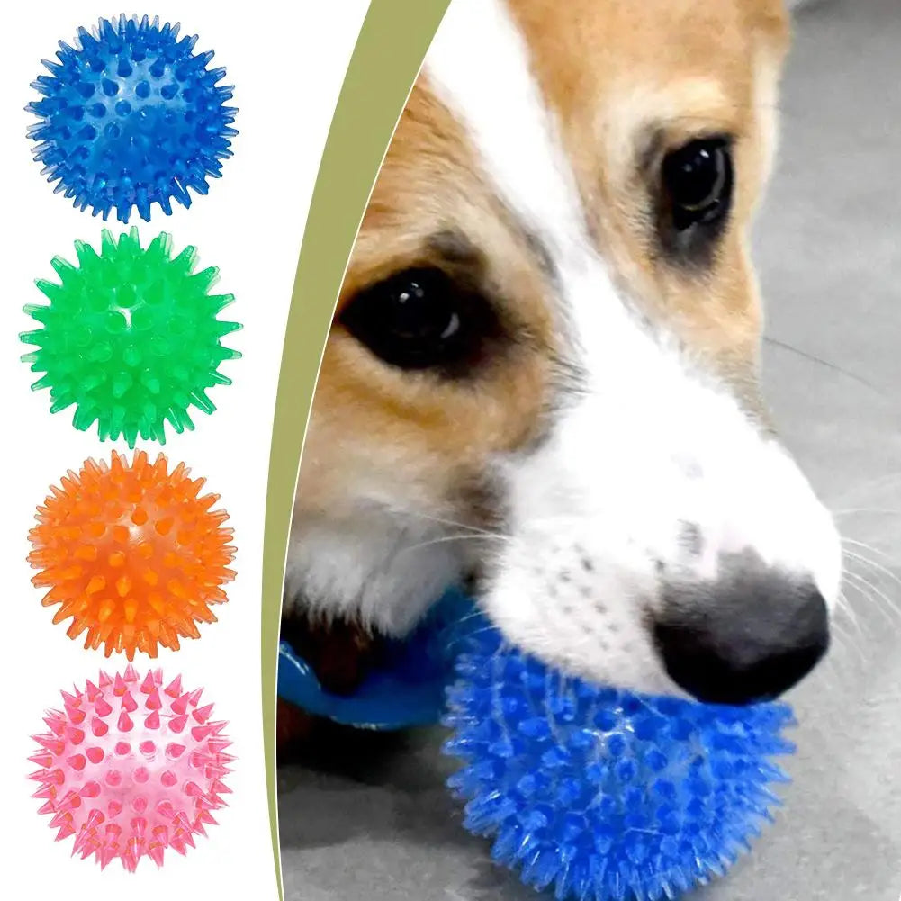 Pet Dog Toys Cat Puppy Sounding Toy Polka Squeaky Tooth Cleaning Ball TPR Training Pet Teeth Chewing Toy Thorn Balls Accessories