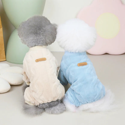 Pet Dogs Four-Legged Jumpsuit Wavy Double-sided Fleece Soft Puppy Kitten Pet Pajamas Dogs Cats Warm Winter Jacket Clothing