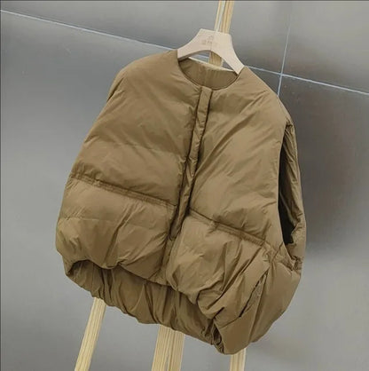 2024 New Autumn Korean Chic Down Vest O-neck Loose Solid Casual Sleeveless Parkas All-match Zipper Jacket Waistcoat Female