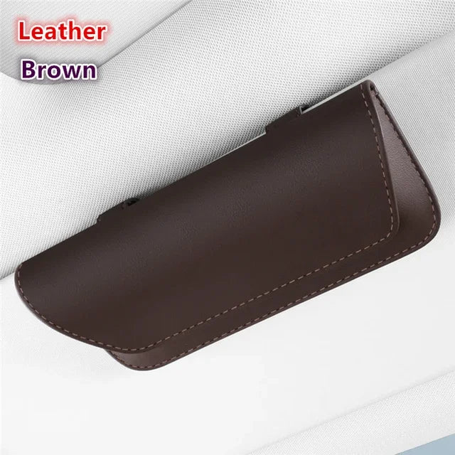 Car Glasses Case Organizer Storage Car Eyeglass Case Glasses Box For Car Sun Visor Organizer Sunglasses Leather Glasses Case
