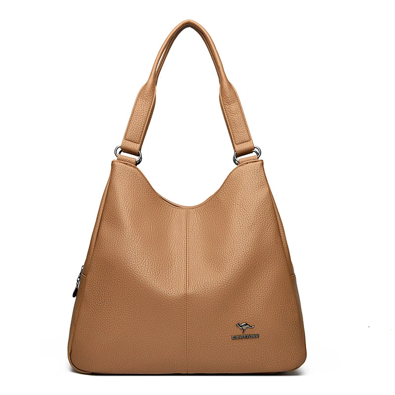 Top-handle Hobo Bag Leather Women Handbags Female Leisure Shoulder Bags Fashion Purses Vintage Bolsas Large Capacity Tote Bag
