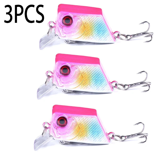 Hengjia 4.5cm 7g Square Crankbait Fishing Wobbler Diving Swimming Bait for Bass Pike Artificial Fishing Tackle