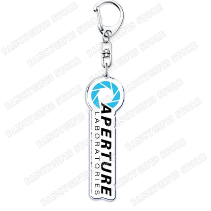 Trending Video Game Keychains for Accessories Bag Glados Aperture Laboratories Science Keyrings Jewelry Gamer Fans Gaming Gifts