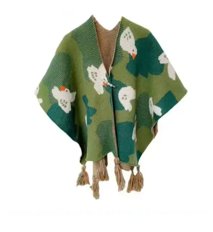 2025new Poncho Cloak Tourism Shawl Autumn and Winter Ethnic Style Knitted Capes High-end New Style Outer Scarf Split Women Shawl