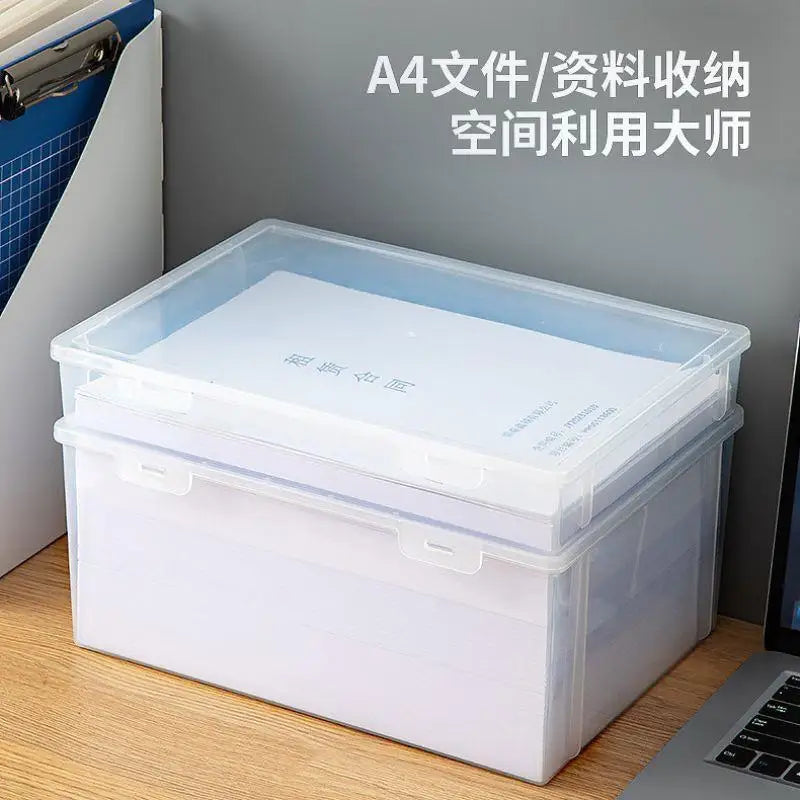Plastic Storage Box For Office Large Capacity Transparent Paper Storage Case Desktop Storage Organization Document Box