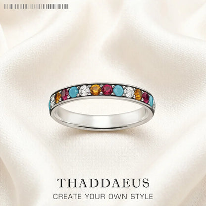 Ring Elegance Colourful Stones Europe Romantic Fine Jewelry For Women Brand New Real 925 Sterling Silver Gift