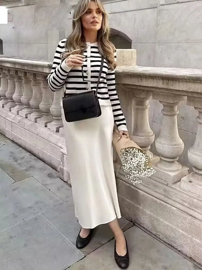 Women Satin Skirt High Waist Midi Skirt Stylish Long Skirts For Women Fashion Chic And Elegant Woman Skirt Streetwear