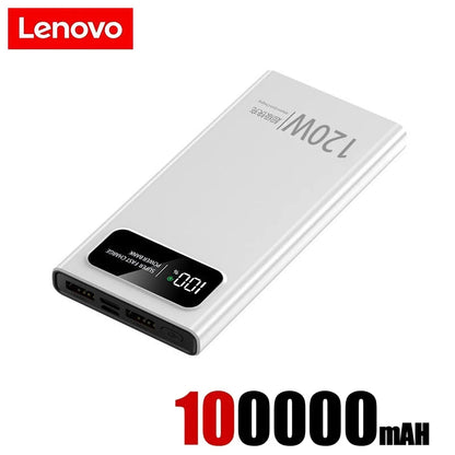 Lenovo 120W Fast Charging Power Bank 200000mAh Super Large Capacity Outdoor Powerbank With LED Digital Display For Mutly Device