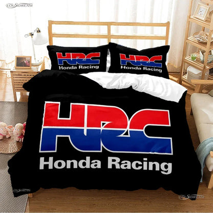 HRC-HONDA Motorcycle logo Duvet Cover Comforter Bedding sets Soft Quilt Cover and Pillowcases for Teens Single/Double/Queen/King