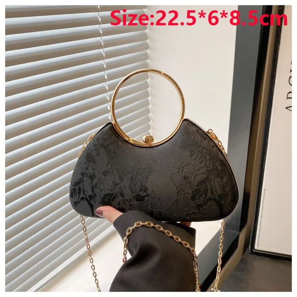 Fashion Polyester Fiber Evening Bags Elegant Chain Shoulder Bag Clutch Handbag Women