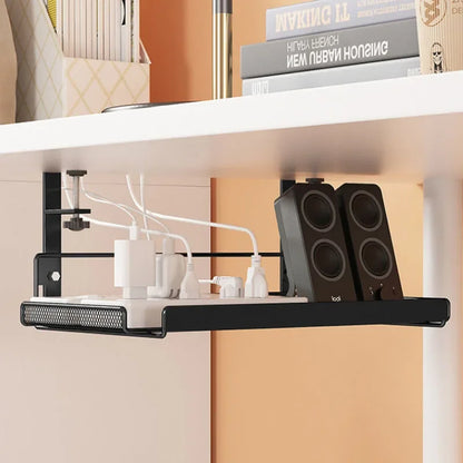 Under Desk Cable Management Tray Shelf No Drill Steel Cable Organizers Wire Management Tray Cable Management Desktop storage