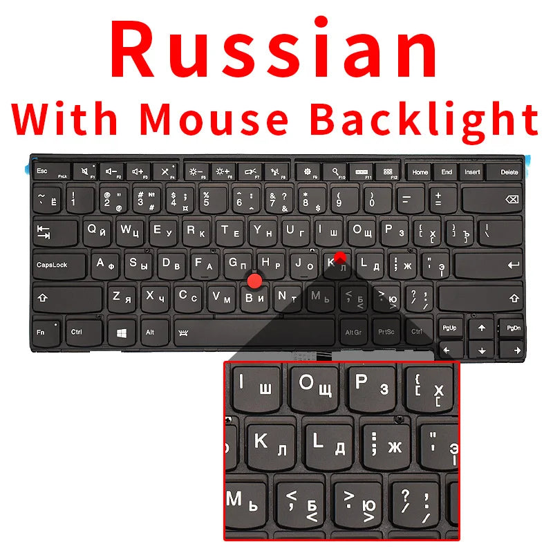 100%New US/Russian for Lenovo Thinkpad T440 T440S T431S T440P T450 T450S T460 E431 E440 L440 L450 L460 L470 Laptop Keyboard