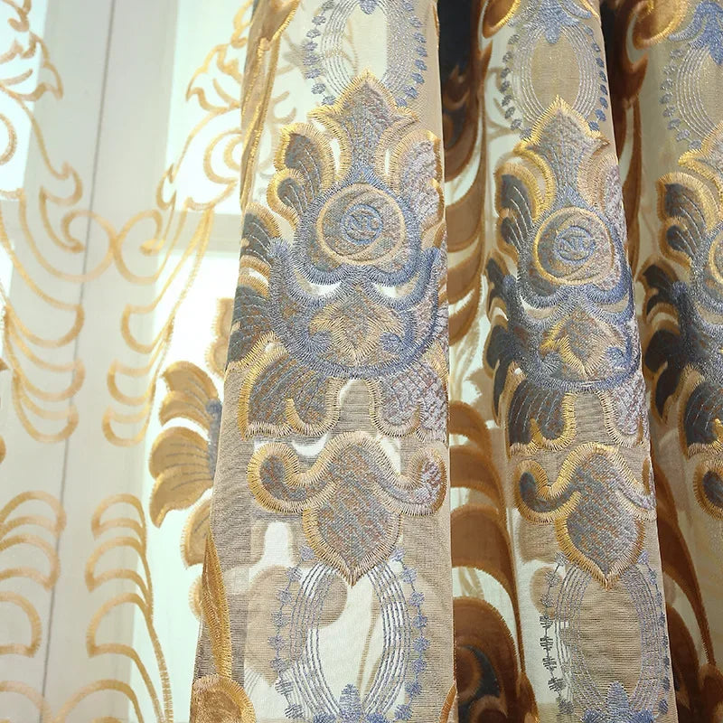 European-style curtains for living room dining room bedroom Chenille luxury high-end blackout embroidery extravagance retro new