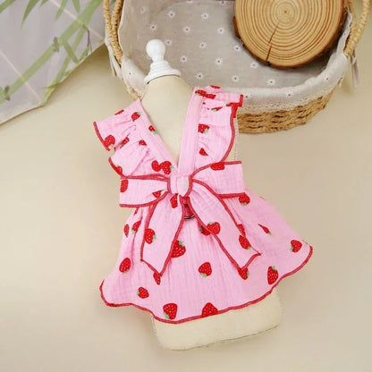 Pet Strawberry Dress Summer Dog Clothes Luxury Dog Vest Suspender Skirt Cat Cooling Shirt Bichon Chihuahua Clothing Dog Outfits