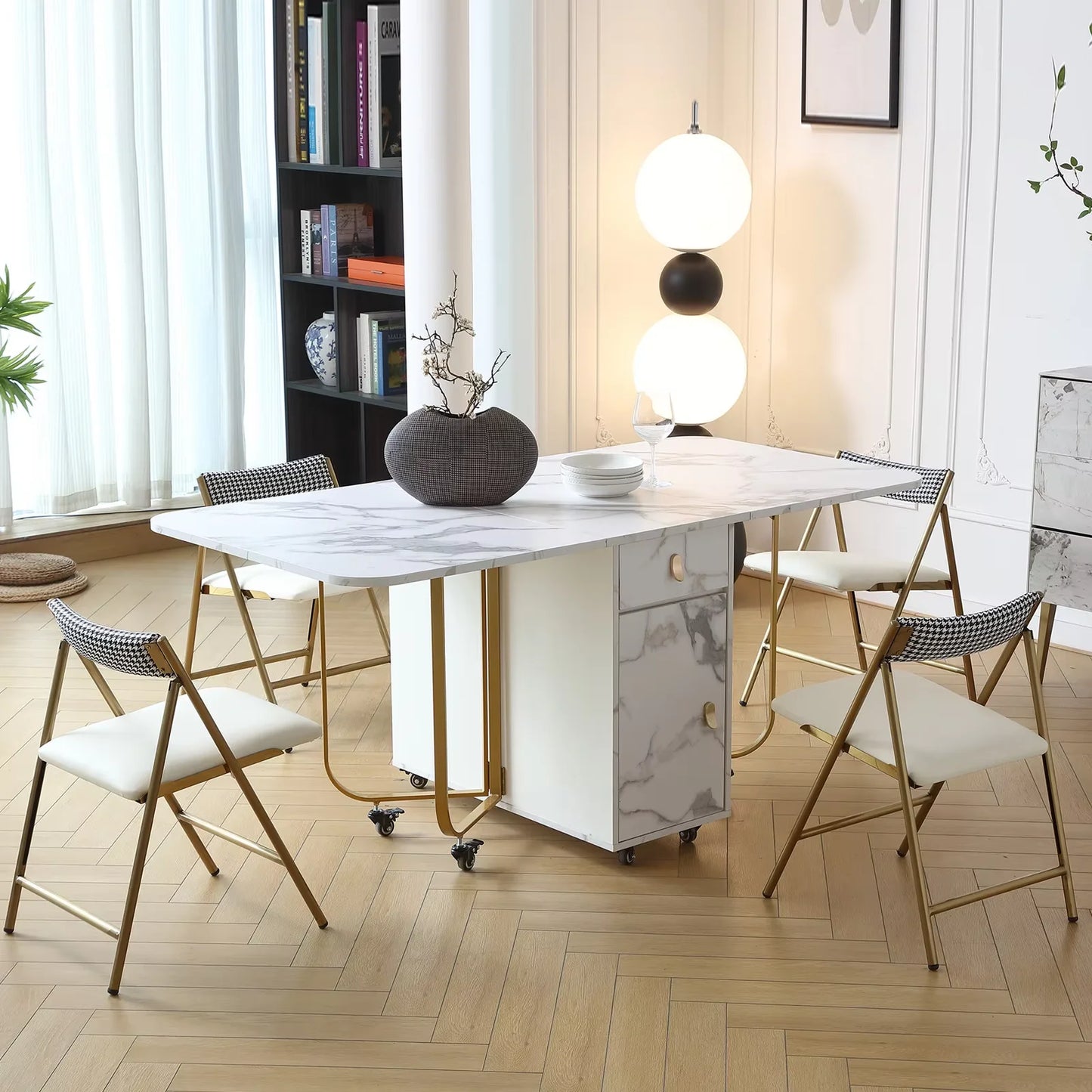 Movable Multifunctional Folding Dining Table Household Small Household Table Suitable For Dining, Studying, Office, Etc.