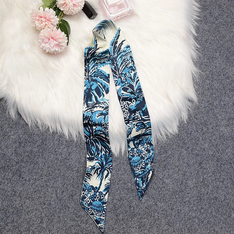 2024 New Luxury Brand Scarf Tarot Women Scarf Bag Hair Skinny Silk Scarves Design Foulard Neckerchief Headband For Ladies