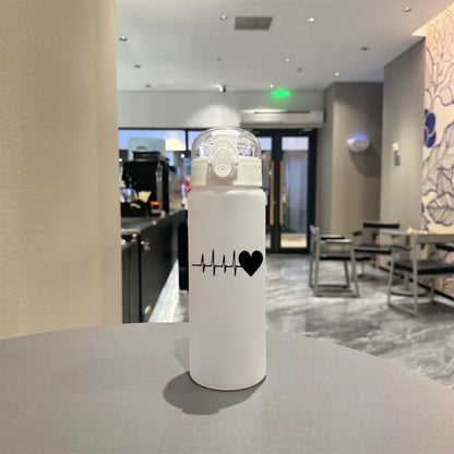 780ml 3D Printed Cute Cartoon Water Bottle Leakproof Plastic Straw Cup Portable Outdoor Large Capacity Sports Water Bottle