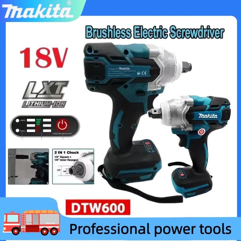 Makita  DTW600  High Torque  Rechargeable  Tool Brushless Electric Wrench Impact Wrench Cordless Auto Repair Power Tools