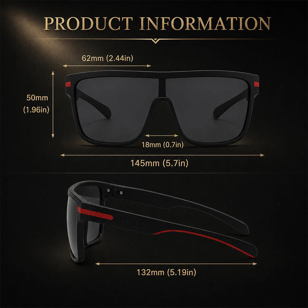 Oversized Square Sunglasses Men Women Monolithic Lens Anti Glare UV400 Driving Shades Outdoor Sport Vacation Fashion Sun Glasses