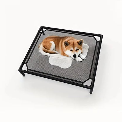 Cooling Elevated Dog Bed - Raised Dog Cot Fits, Pet Cot with Durable Supportive Mesh, Indoor & Outdoor, Black, Small Pet Bed