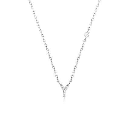 VEWANT New 925 Sterling Silver Monogram Initial Letter A M Pendant Long Chain Necklace Crystal Fine Jewelry Luxury Fine Jewelry