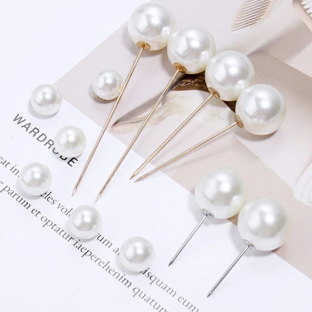 10pcs Imitation Pearl Brooch Pins 38/54/73mm Beige Double Pearl Safety Pins For Jewelry Making Party DIY Clothing Accessories