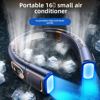 Portable Neck Fan With Digital Display & Led Light Low Noise Lightweight Hand-free Quiet Cooling Fan For Outdoor Sports Summer