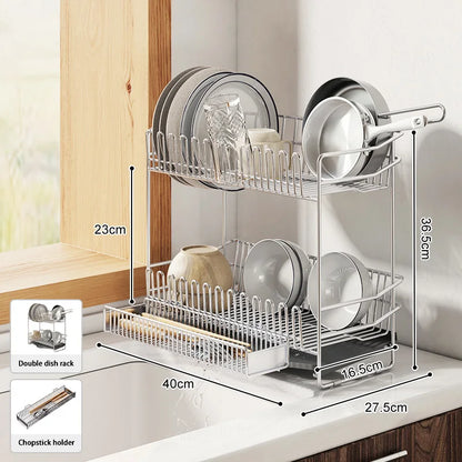 Dish Drying Rack with Drainboard, Dish Rack for Kitchen Counter, Dish Drainer Rack with Utensil Holder, Kitchen Organization