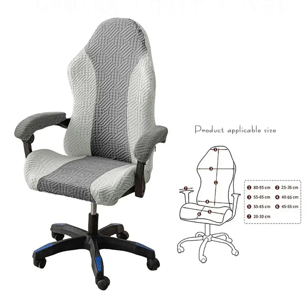 Office Computer Chair Cover Spliced Color Patchwork Elastic Fleece Jacquard Stretch Gaming Chair Cover With Armrest Cover