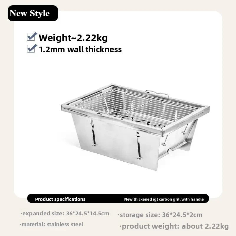 Outdoor Barbecue Grill Stainless Steel Portable Outdoor Stove Brazier IGT Table  Folding 1 Unit Firewood Stove Barbecue Camping