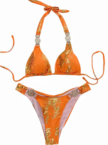 Bikinis Women White Snake Skin Print Rhinestone Micro Swimsuit 2025 Luxury Brazilian Push Up Beach Bathing Suit Thong Swimwear