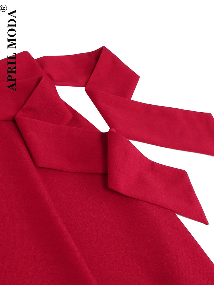 Red Women's High Waist A-Line Pockets Skirt Casual Summer Flared Midi Skirt 1950s Retro Swing Pinup Skirt Office Lady Workwear