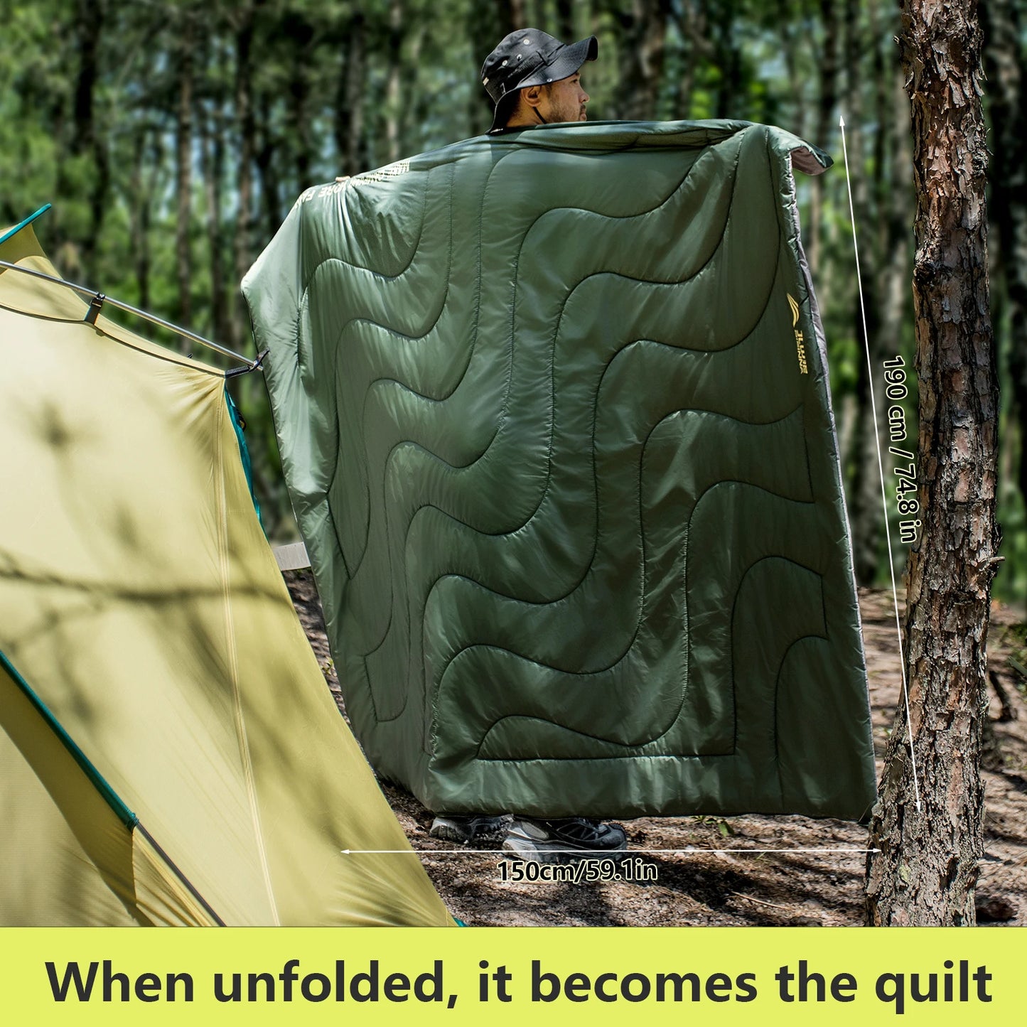 BISINNA Ultralight Camping Sleeping Bag Spring Summer Backpacking Sleeping Bag Large Quilt for Outdoor Hiking Beach