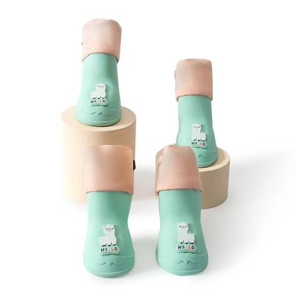 4Pcs/Set Pet Silicone Rain Boot Cartoon Cute Pet Rain Boot Waterproof Dog Shoe Foot Cover Outdoor Pet Paw Protector Pet Supplies