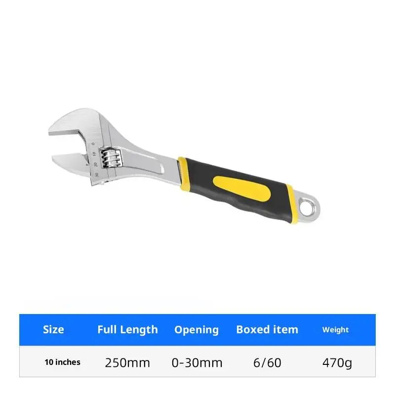 6-10 Inch Heavy Duty Adjustable Wrench With Rubberized Handle Box End Professional Tool Kit Construction Equipment