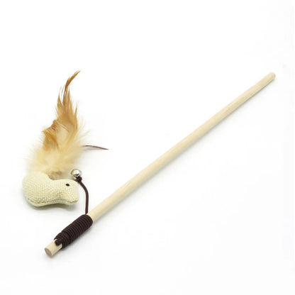 Funny Pet Cat Toys Interactive Cat Teaser with Feather 40CM Wooden Stick Mice Fish Chick Katten Speelgoed Chats Pet Accessories