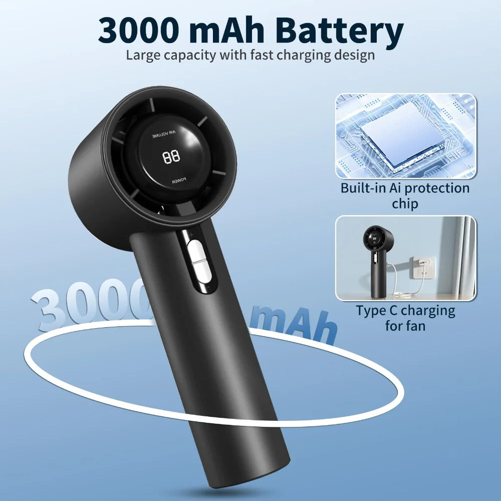 Portable Hand held Fan USB Rechargeable Mini Personal Fan with 1-100 Speed Settings Quiet Operation for Travel Office & Outdoor
